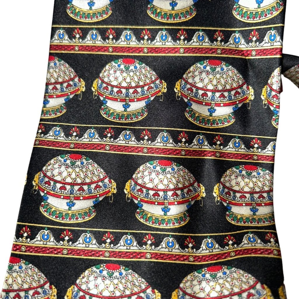 Faberge New Nwt Black White Easter Egg Silk Tie — image 3 of 3